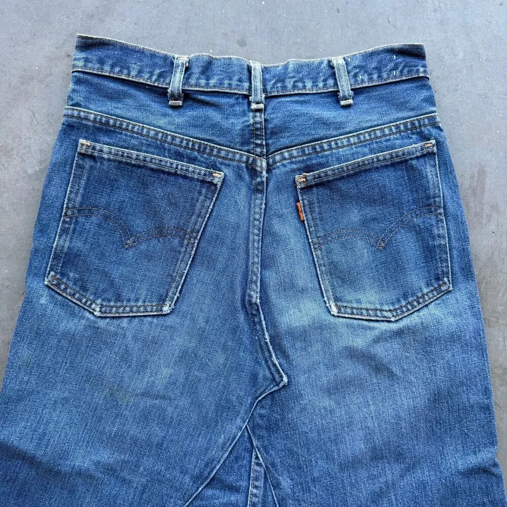 Vintage 70s Levi’s Big E Size 28 Custom Jean Skirt Denim USA Orange Tab